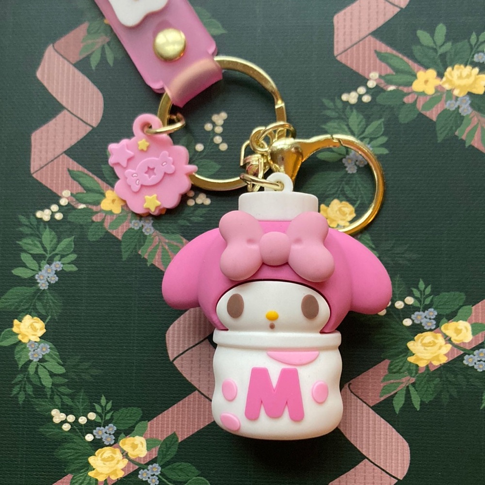 My Melody as strawberry milk Keychain